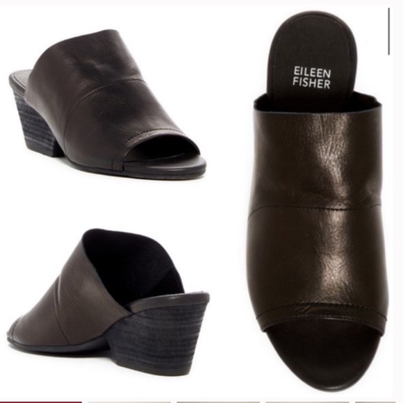 Eileen Fisher Shoes - Eileen fisher juju black peep hole sandals 7